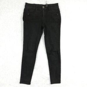 Mac And Me Womens Jeans Skinny Black Denim Distressed Ripped‎ Mid Rise Flex 6